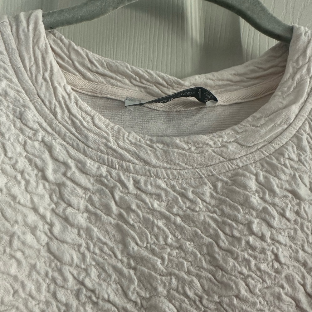 See and Be Seen Textured Short Sleeve Set Small Ivory/Blush - Picture 3 of 9
